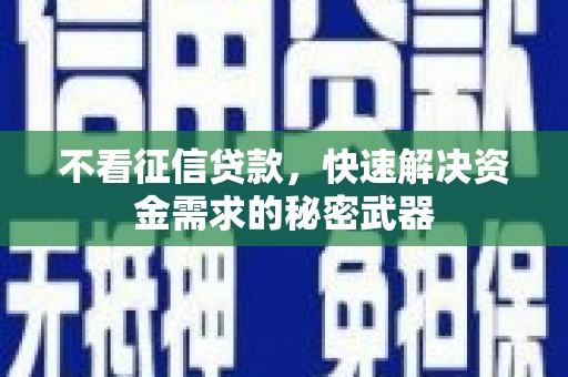隆阳不看征信贷款，快速解决资金需求的秘密武器