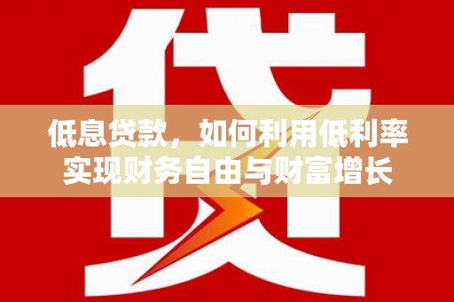 隆阳低息贷款，如何利用低利率实现财务自由与财富增长